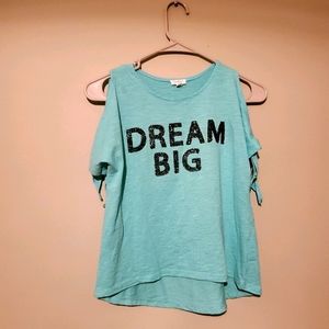 Jessica Simpson Teal Crop Top with Black Print (Runs Small)